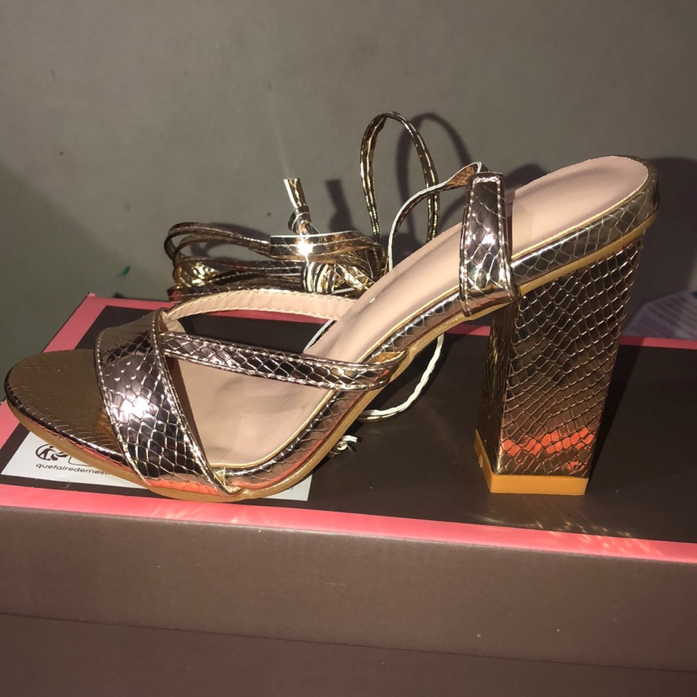 SHEIN gold heels women size 6 strappy brand new shoes